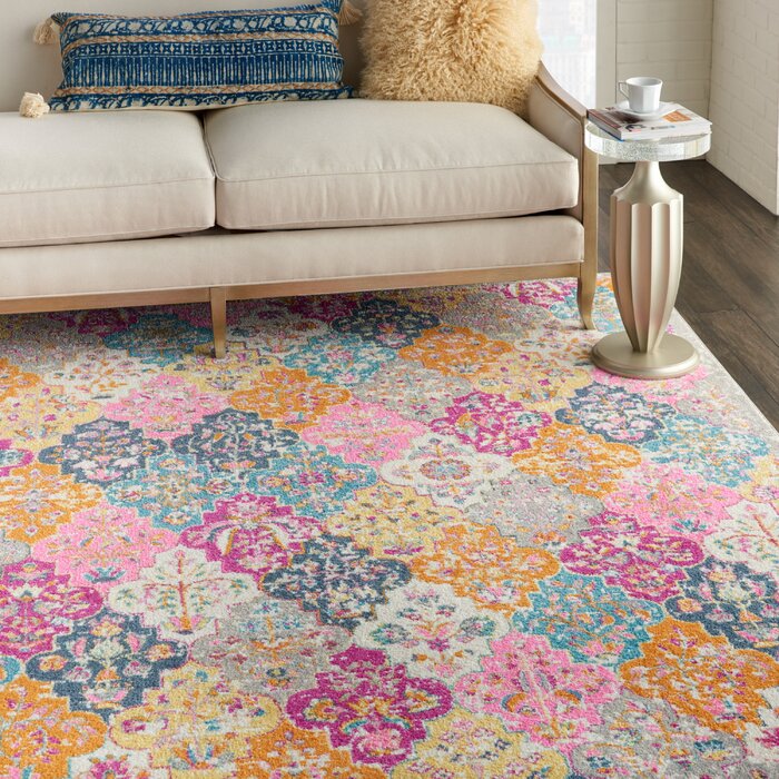 Langley Street Verda Performance Pink Yellow Blue Rug Reviews   Blue Rug 